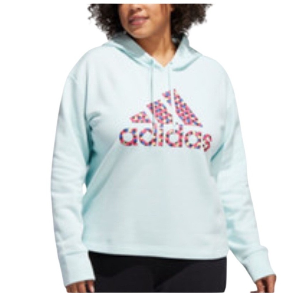 Adidas Essentials Mint Green‎ Polka Dot Logo Hoodie Plus Size 1X Pullover